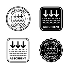 Fototapeta premium Four absorbent signs with arrows pointing down on white background