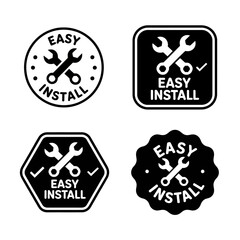 Fototapeta premium Easy install stickers with tools and text on white background