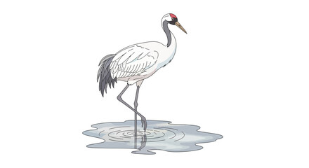 Obraz premium White Bird Standing in Water Illustration.