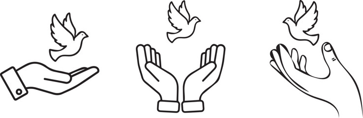Obraz premium Hands holding a heart with a dove symbolizing peace and care.