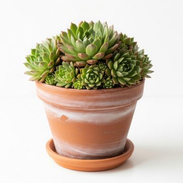 A small terracotta pot filled with succulents