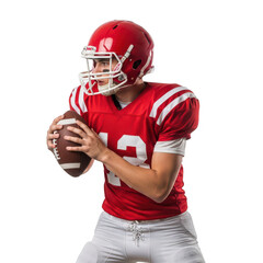 Football player in action, isolated on transparent background