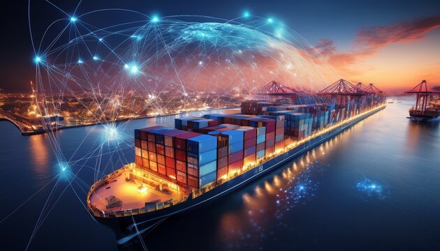 global trade network connecting the world through shipping containers cargo globalization international trade shipping