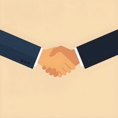Two business professionals shaking hands in a formal agreement.