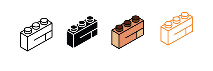 Plastic Building Toy Brick Icon for Kids Play and Creativity. Vector Illustration. © Jahid Graphic