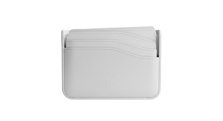Modern white card holder with stacked cards isolated on a transparent background
