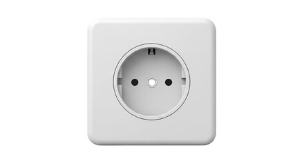 Modern white electrical socket with USB port isolated on a transparent background