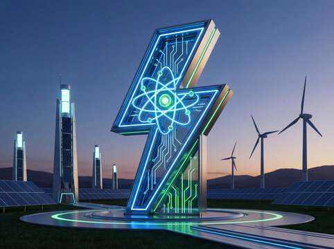 Symbole de l&rsquo;&eacute;lectricit&eacute; verte en style ultra moderne avec design &eacute;cologique et &eacute;nergie durable