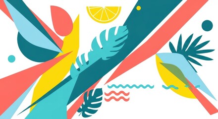 Creative concept of summer bright cover, card or poster in minimal modern design in trendy geometric style 