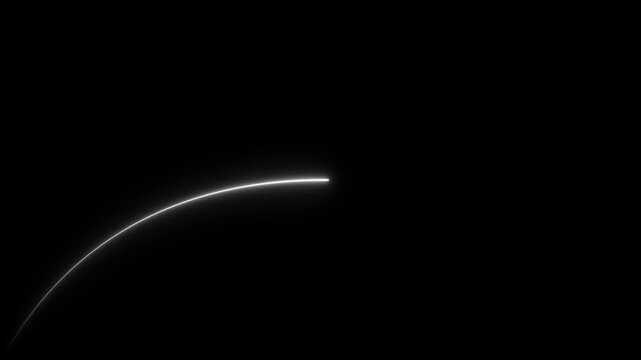 Straight colorful neon laser line streaming across on technology the screen and creating a high-contrast visual effect or UI/UX projects. Fast speed neon line from left to right on black background.