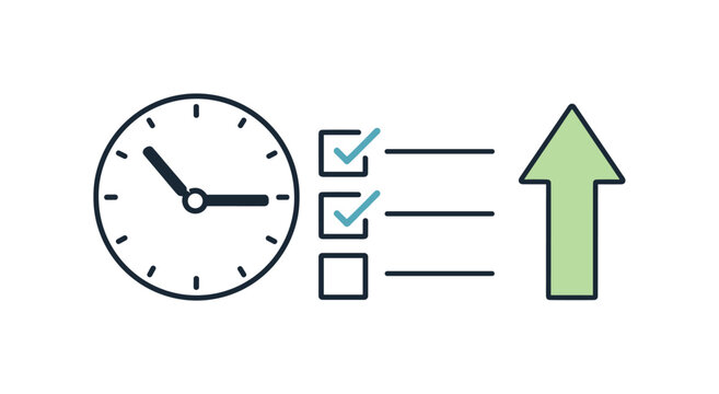 Time management and personal productivity in a busy professional lifestyle focused on prioritization and efficiency, a simple clock combined with a