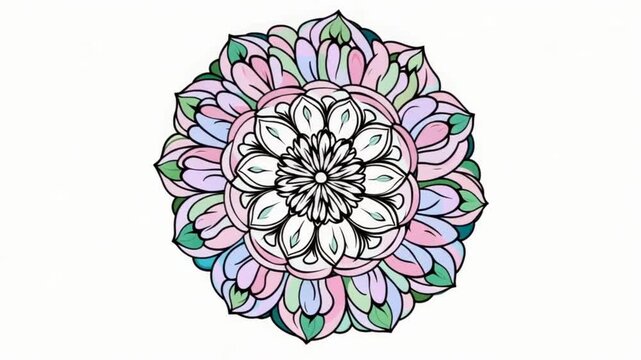 Colorful Mandala Design Animation on White.