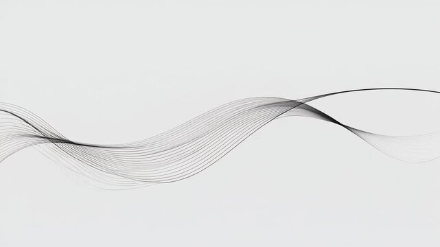 Flowing Black Abstract Curves and Waves on White Background | Minimalist Modern Design Texture　白背景に流れる黒い抽象曲線と波線 | ミニマリストモダン背景素材