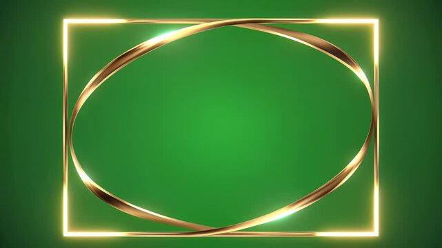 Glowing Gold Frame Animation on Green Background