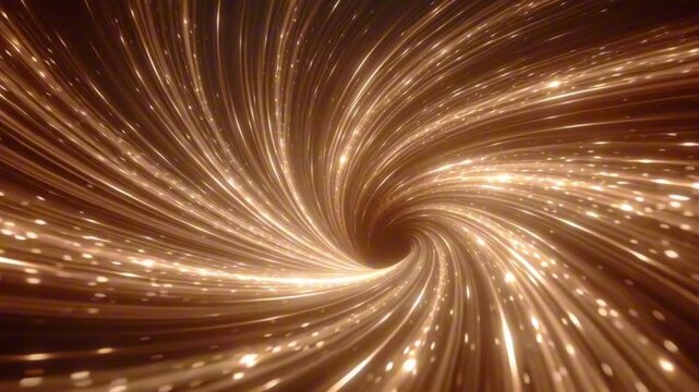 Cinematic abstract physics visualization, rapidly spinning Kerr black hole twisting spacetime fabric massive glowing vortex funnel, elastic cosmic grid stretching spiraling inward, luminous light