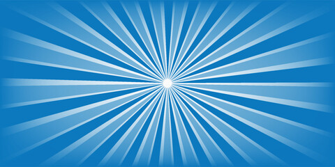 Vector illustration of vectorized sun rays with blue gradient on white background. © moh