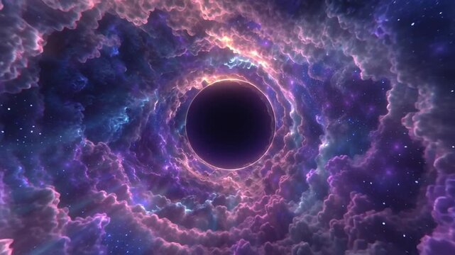 cinematic 4K astrophysics visualization, POV traveling inside black hole accretion disk, turbulent relativistic plasma storm, glowing ionized gas streams spiraling near light speed, intense magnetic
