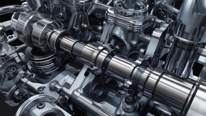 Intricate Close-Up of an Engine's Camshaft Assembly Showcasing Precision Engineering and Advanced Mechanisms in Automotive Technology