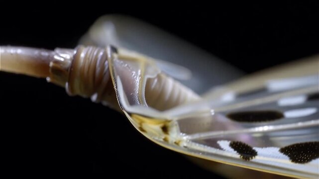 Extreme macro of butterfly proboscis coiling with spiral texture
