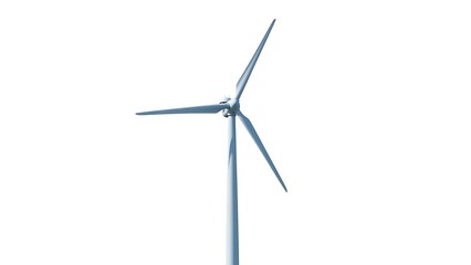 Modern wind turbine blade renewable energy clean power generation white background eco-friendly