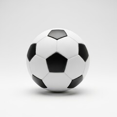 A traditional soccer ball featuring a pattern of black pentagons and hexagons on a white background, symbolizing the classic design used in football games.