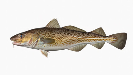 Fototapeta premium A brown and yellow fish with distinctive spots and fins isolated on white background