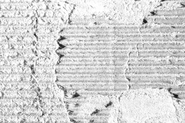 Obraz premium Distressed Corrugated Cardboard Texture PNG with Exposed Fluted Paper Layers, Grunge Rough Surface Overlay Element Isolated on Transparent Background