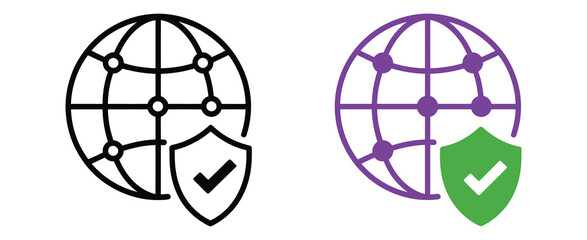 Secure network protected connection flat vector icon, shield with lock symbol representing cybersecurity and data protection, perfect for internet security, firewall systems,