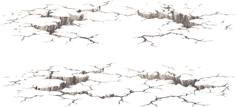 Vector graphic holes with cracked edges, set against a white background. Crack-like lines, creating a visual effect of impact or rupture