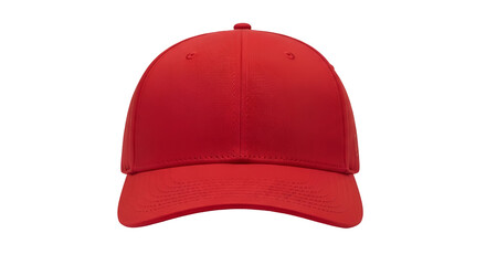 Red baseball cap front view on black background red hat