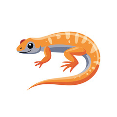Fototapeta premium Vibrant lizard illustration on a plain background. The lizard is orange with a red spot on its head and has a curved body