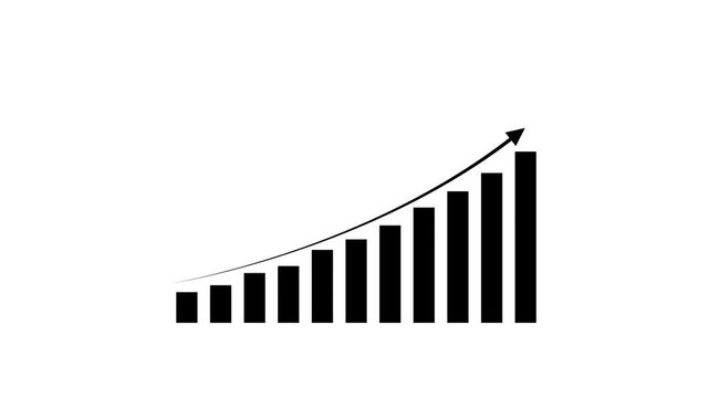 Business growth concept in graph chart showing marketing sales profit increasing to future target . growing business concept. Clean Hi-tech style technology chart. Motion graphics of business concept