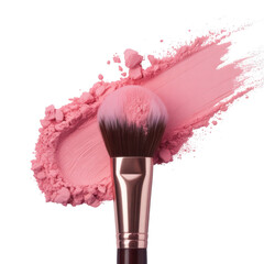 Pink Makeup Brush with Blush on transparent background isolated on a transparent background