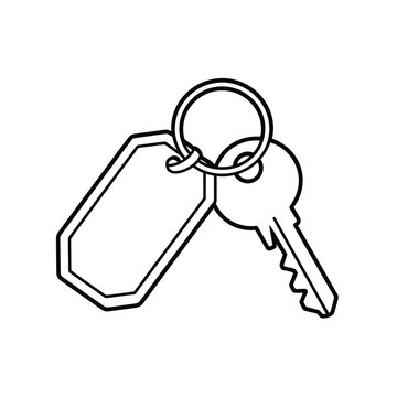 Simple line drawing of a keyring with two keys attached