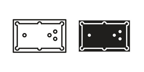 Pool table icons for graphic design, logo, Web site, social media, UI, mobile app, vector illustration