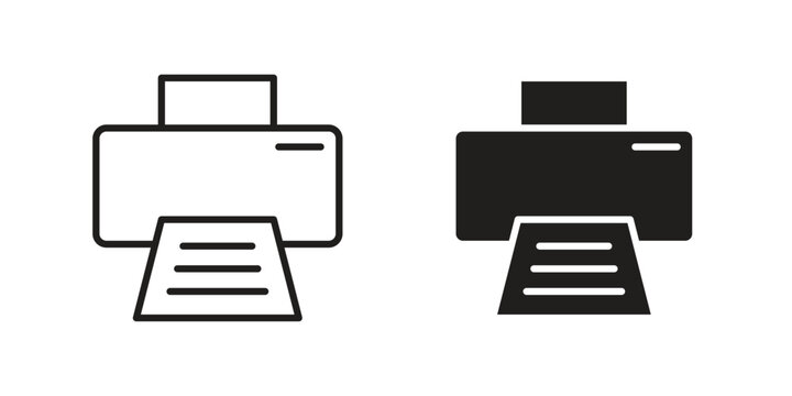 Printer icons for graphic design, logo, Web site, social media, UI, mobile app, vector illustration