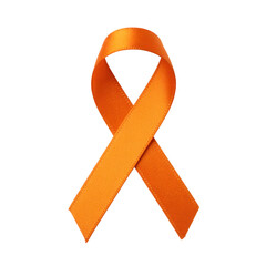 Orange awareness ribbon symbol isolated on transparent background for support and cause