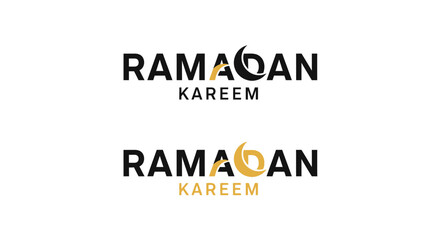 Ramadan kareem typography with crescent moon design black silhouette © Full