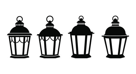 Four decorative black lanterns presented in a striking silhouette © Full