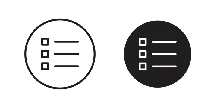 Task list icons for graphic design, logo, Web site, social media, UI, mobile app, vector illustration