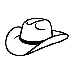Simple black and white illustration of a classic cowboy hat