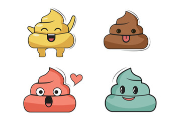 Emoji poop characters with different emotions