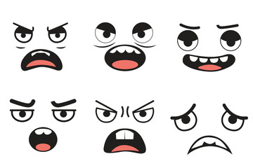 Collection of angry and disgusted cartoon faces