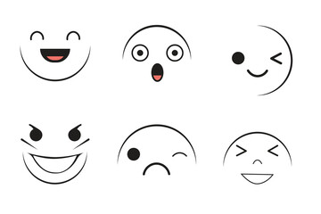 Collection of hand drawn smiley faces and emotions