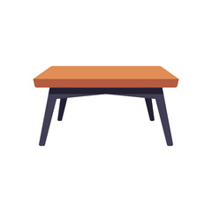Fototapeta premium wooden loft coffee table, living room furniture, colorful vector flat style illustration