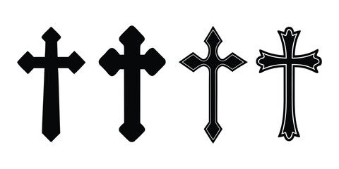 Christian cross icon. Religious cross. Vector illustration 