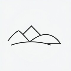 Minimalist mountain range line art silhouette black and white vector illustration