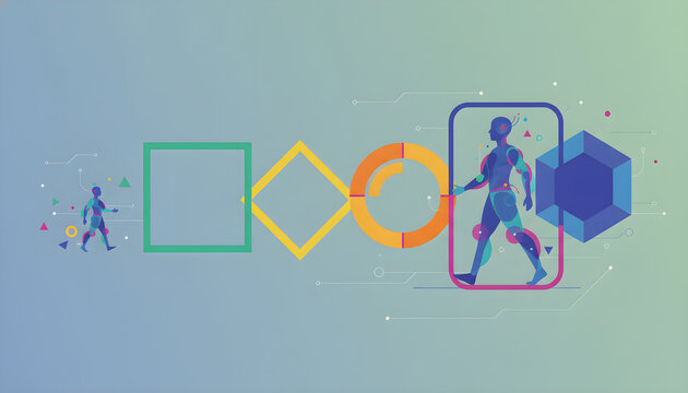 Modern Vector Art of Personal Evolution Through Geometric Frames