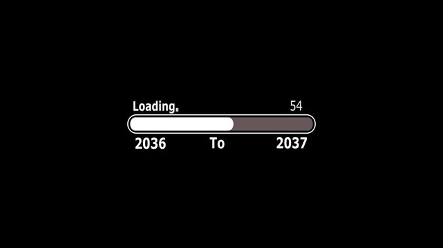 New year 2037 loading bar animation. Year changing from 2036 to 2037. Loading bar from 2036 to 2037 new year transform animation. New year, annual plan, growth strategy, business planning . 2037 year.