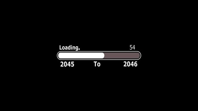 New year 2046 loading bar animation. Year changing from 2045 to 2046. Loading bar from 2045 to 2046 new year transform animation. New year, annual plan, growth strategy, business planning . 2046 year.